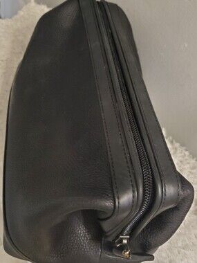Coach Black Pebbled Leather Large Travel Kit / Dopp Bag